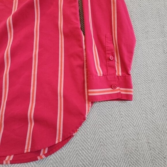 Eddie Bauer Long Sleeve Blouse Women's T2XL Fuchsia Striped Button Down EUC LN - Picture 2 of 16